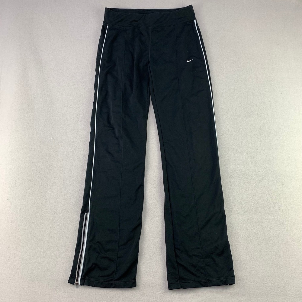 Vintage Nike Track Pants Womens Medium Black Athletic Ankle Zip Sweatpants Y2K